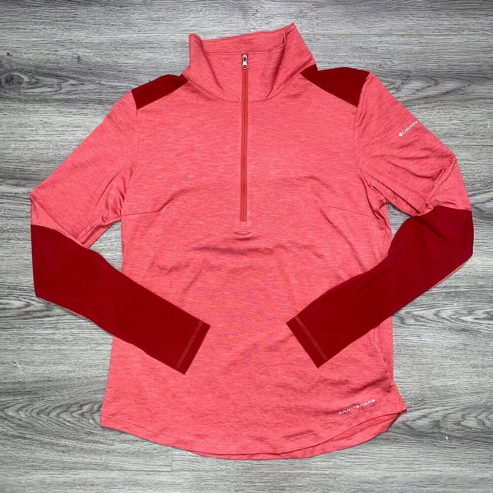 Columbia Long Sleeve Women's Heather Red 1/4 Zip Pullover Omni-Shade